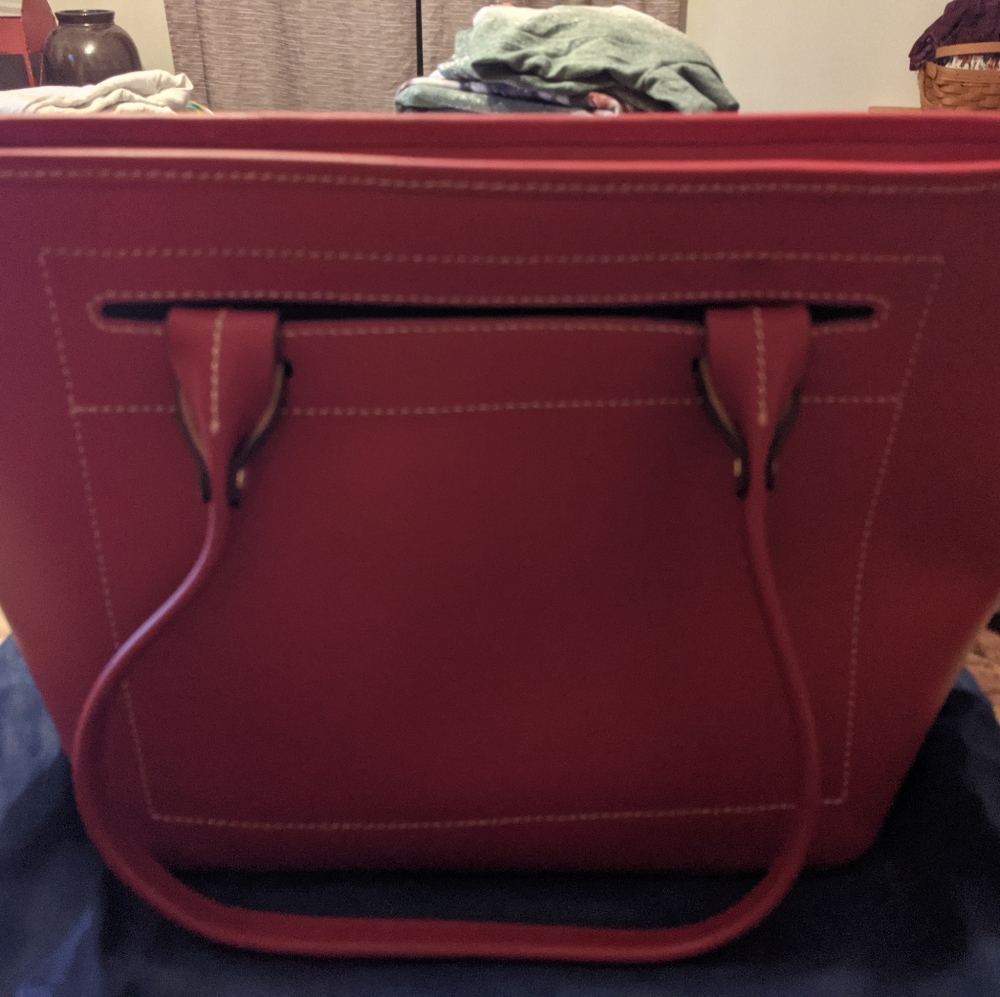 Dooney and Bourke Red Beacon zip top tote. - Picture 3 of 4
